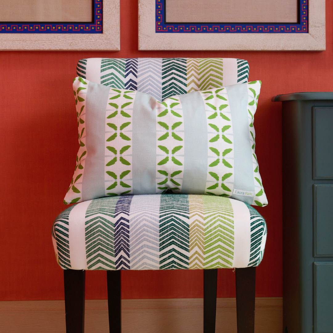 Petal Stripe Light Blue Decorative Pillow