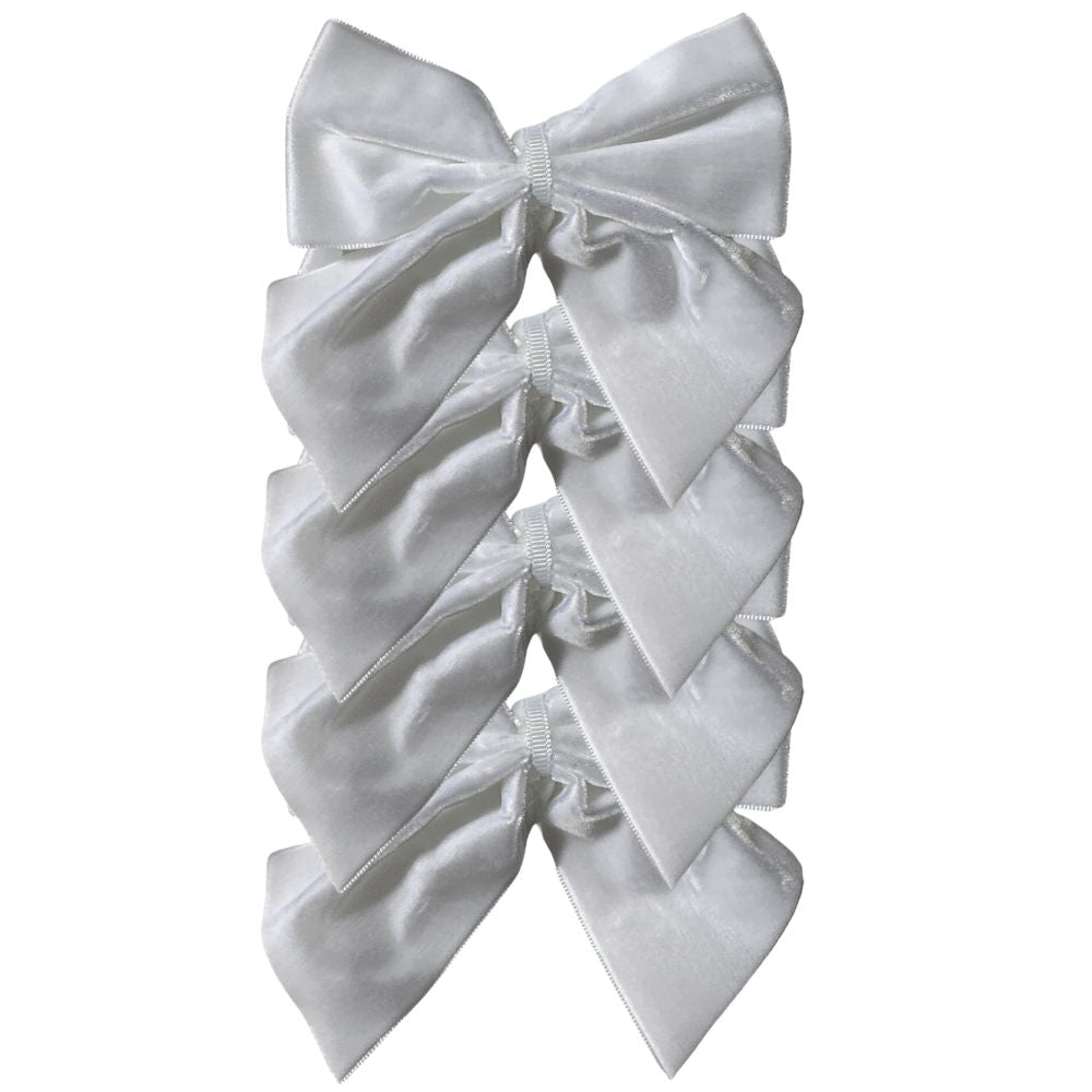 White: Velvet Bow Napkin Ties - (Set of 4)