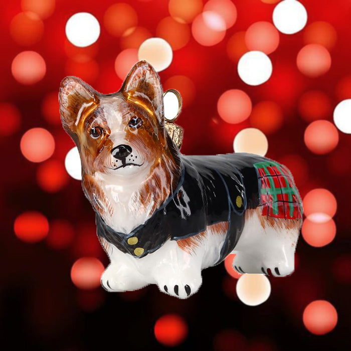 Pembroke Welsh Corgi in Kilt Christmas Ornament