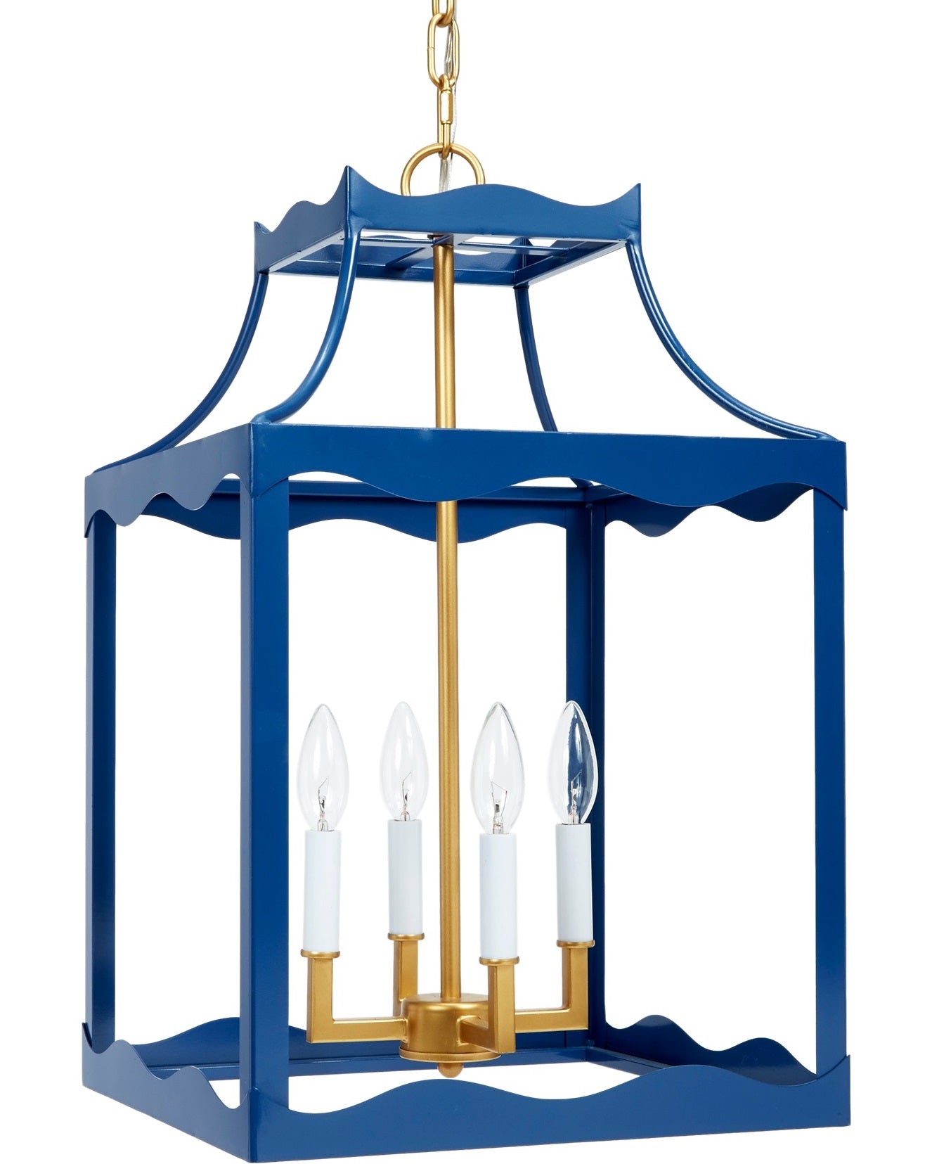Marine Navy Blue & Gold Metal Lantern