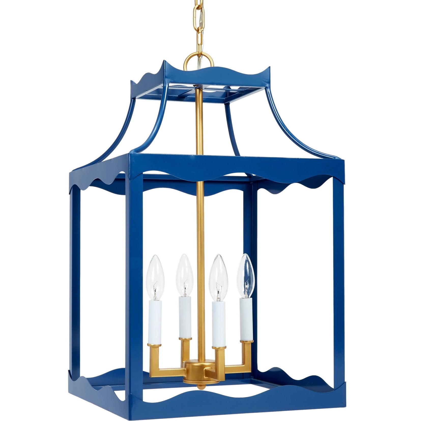 Marine Navy Blue & Gold Metal Lantern