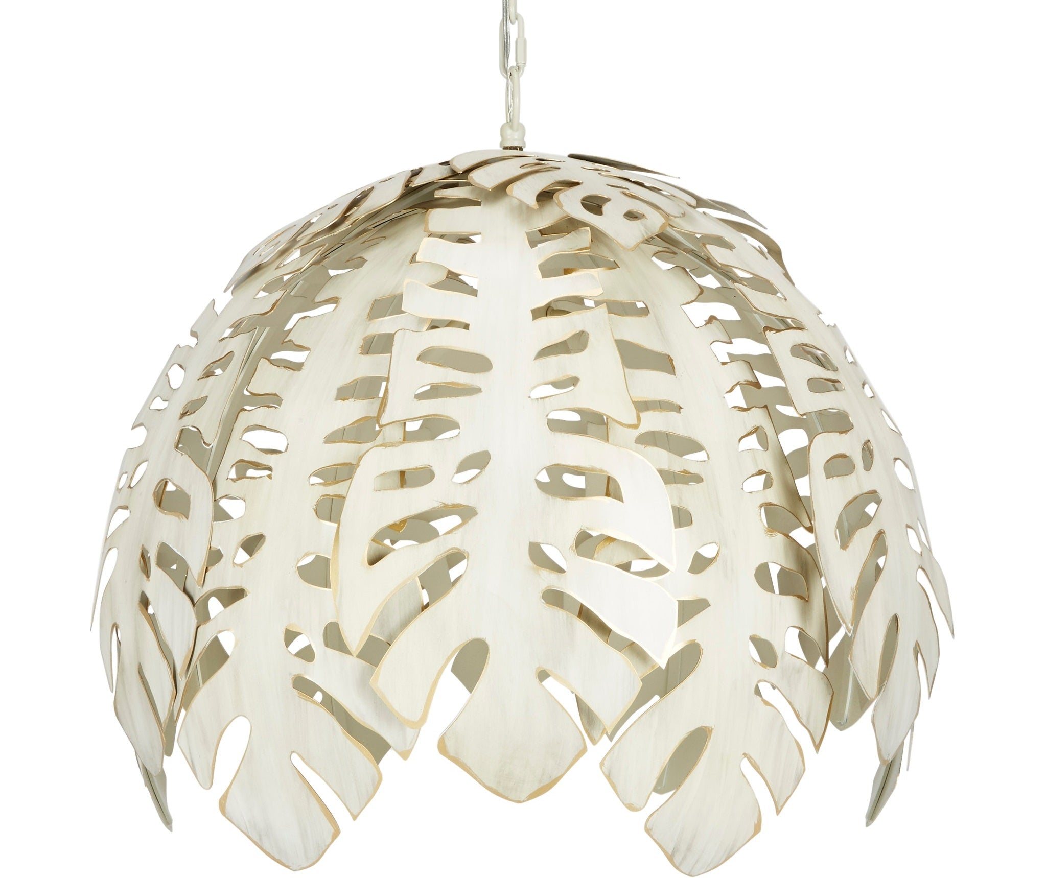 Collins Tropical Leaf Chandelier with Cream Finish