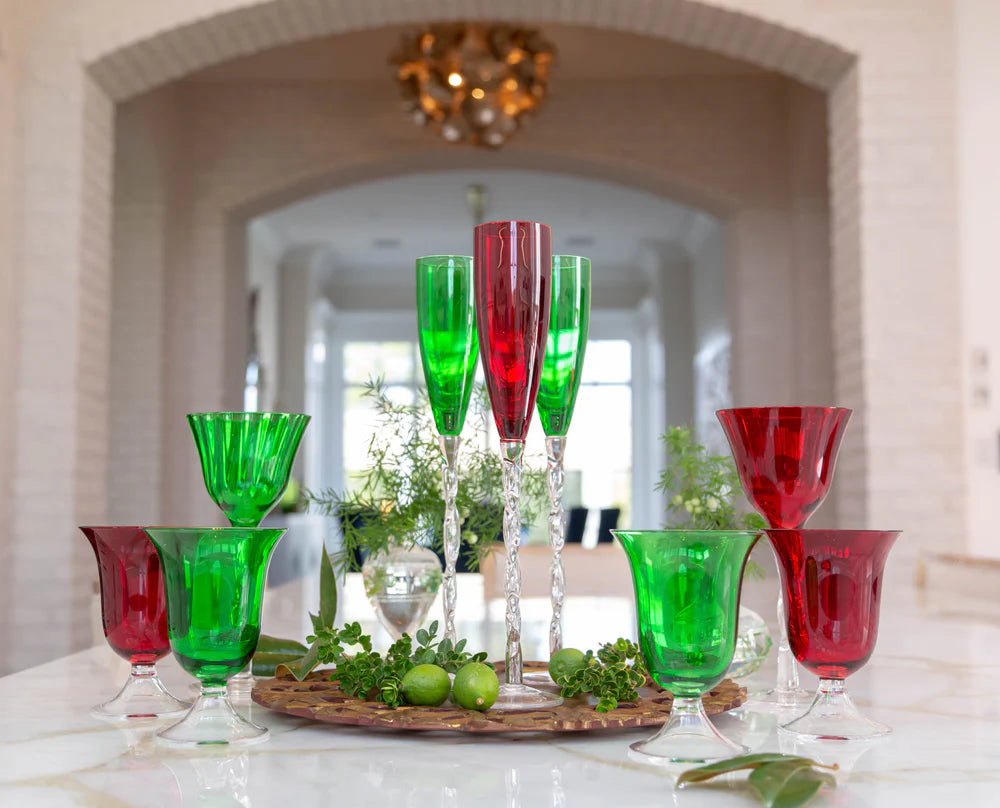 Red Adriana Champagne Glass, Sets of 4