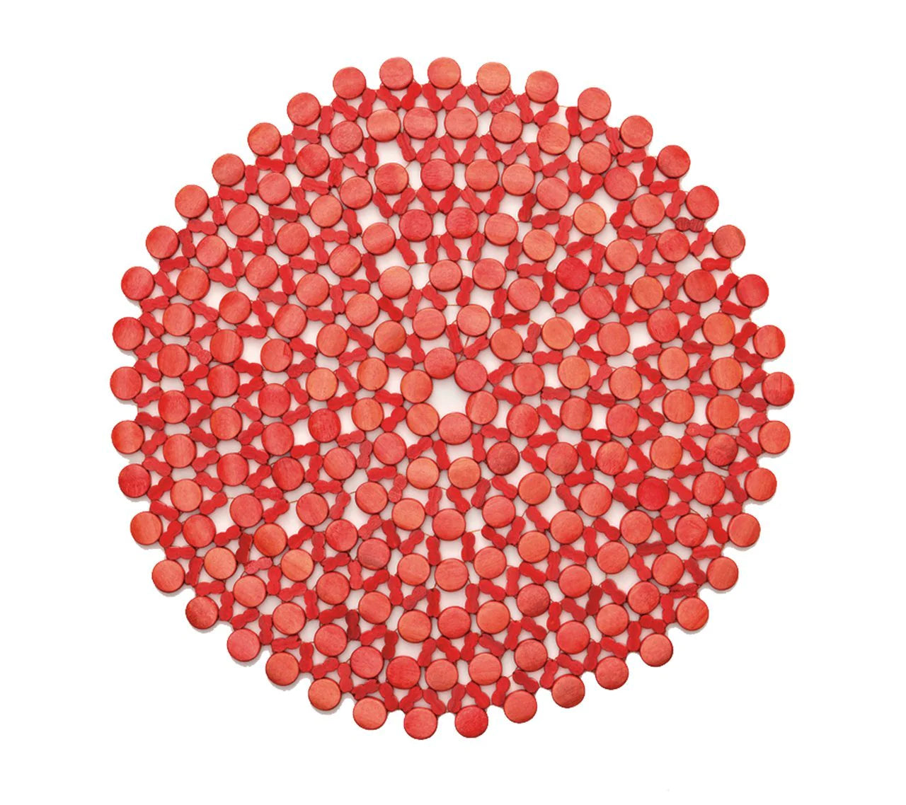 Round Bamboo Placemat in Coral, Set of 4