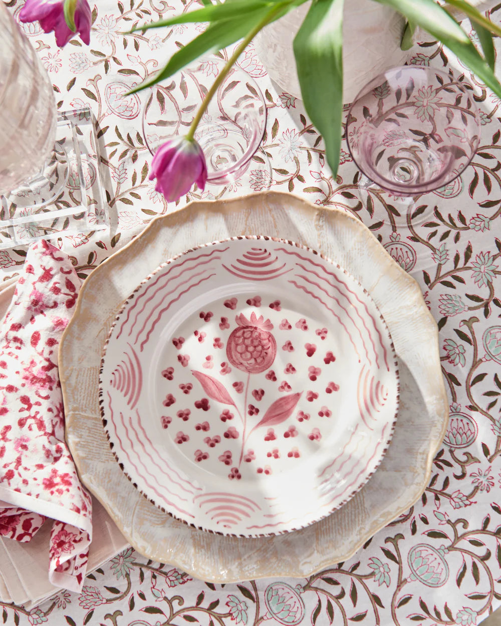 Pink Casa Nuno Pomegranate Dinner Plate, Set of 2