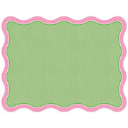 Green Linen with Pink Border Posh Die-Cut Placemat