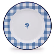 Blue Gingham Enamelware Dinner Plate, Set of 4