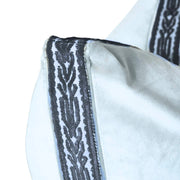Light Blue Velvet Pillow with Navy Embroidery