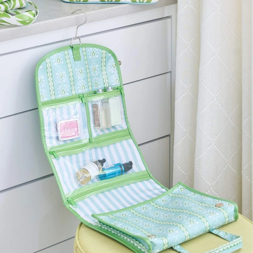 Rosemary Stripe Blue Hanging Travel Case