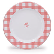 Pink Gingham Enamelware Dinner Plate, Set of 4
