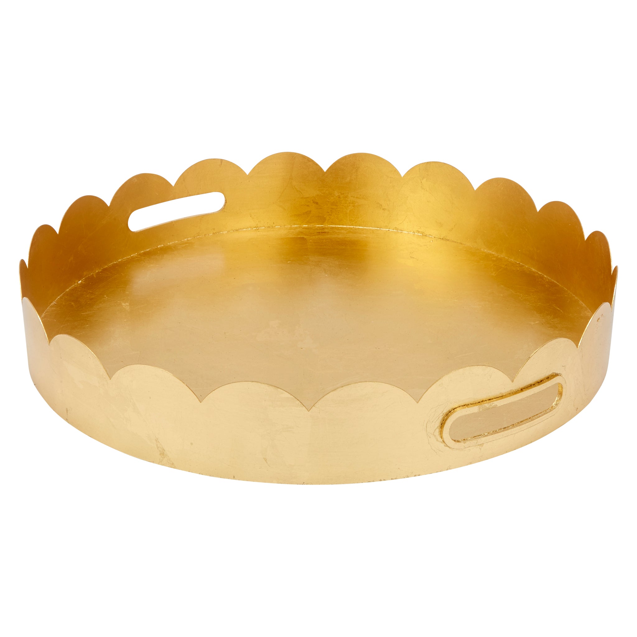 Eloise Gold Leaf Scalloped Metal Tray