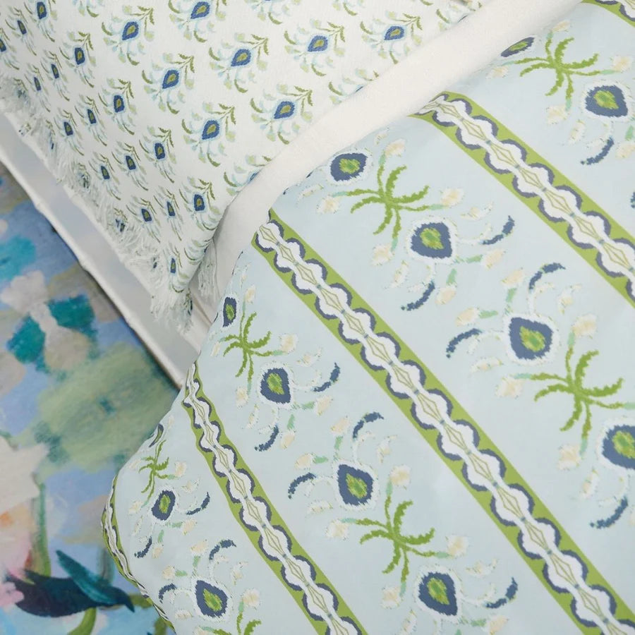 Rosemary Stripe Lagoon Microlux Duvet Cover