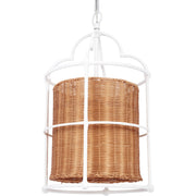Jess White Gesso Pendent with Natural Rattan Shade