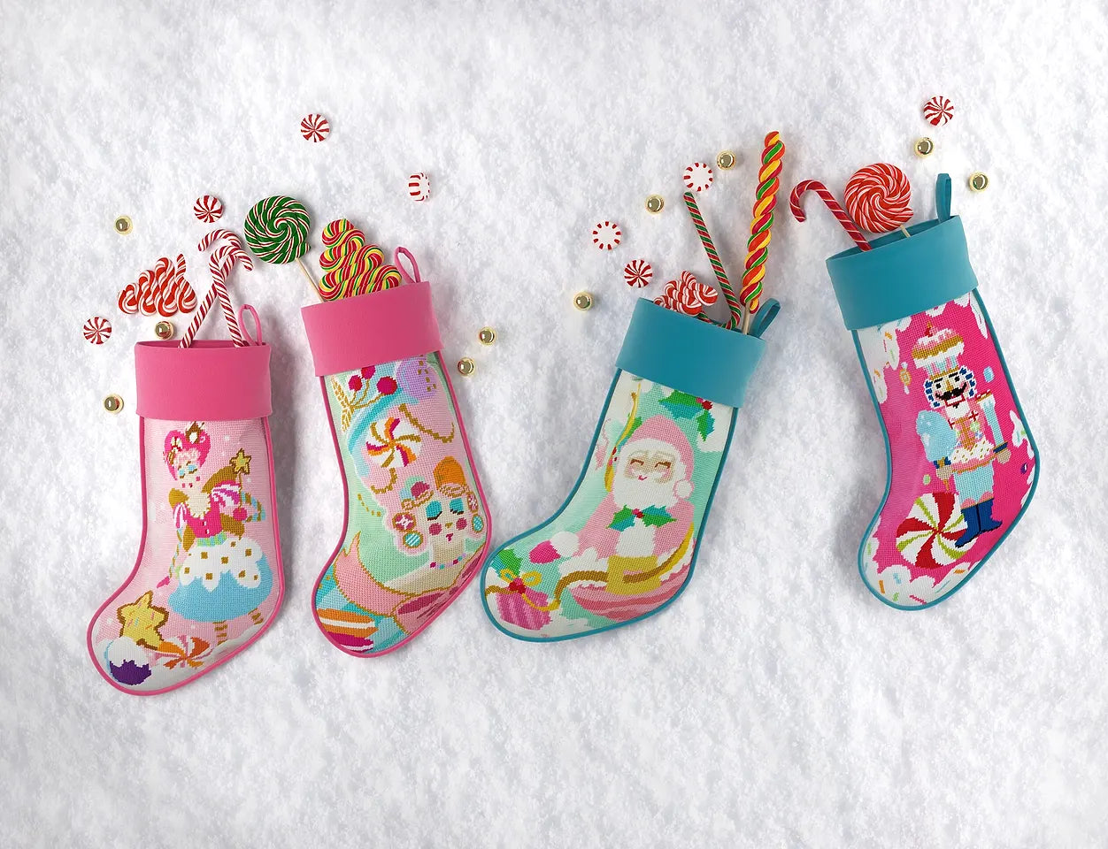 Papa Noel Embroidered Needlepoint Stocking
