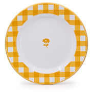 Yellow Gingham Enamelware Dinner Plate, Set of 4