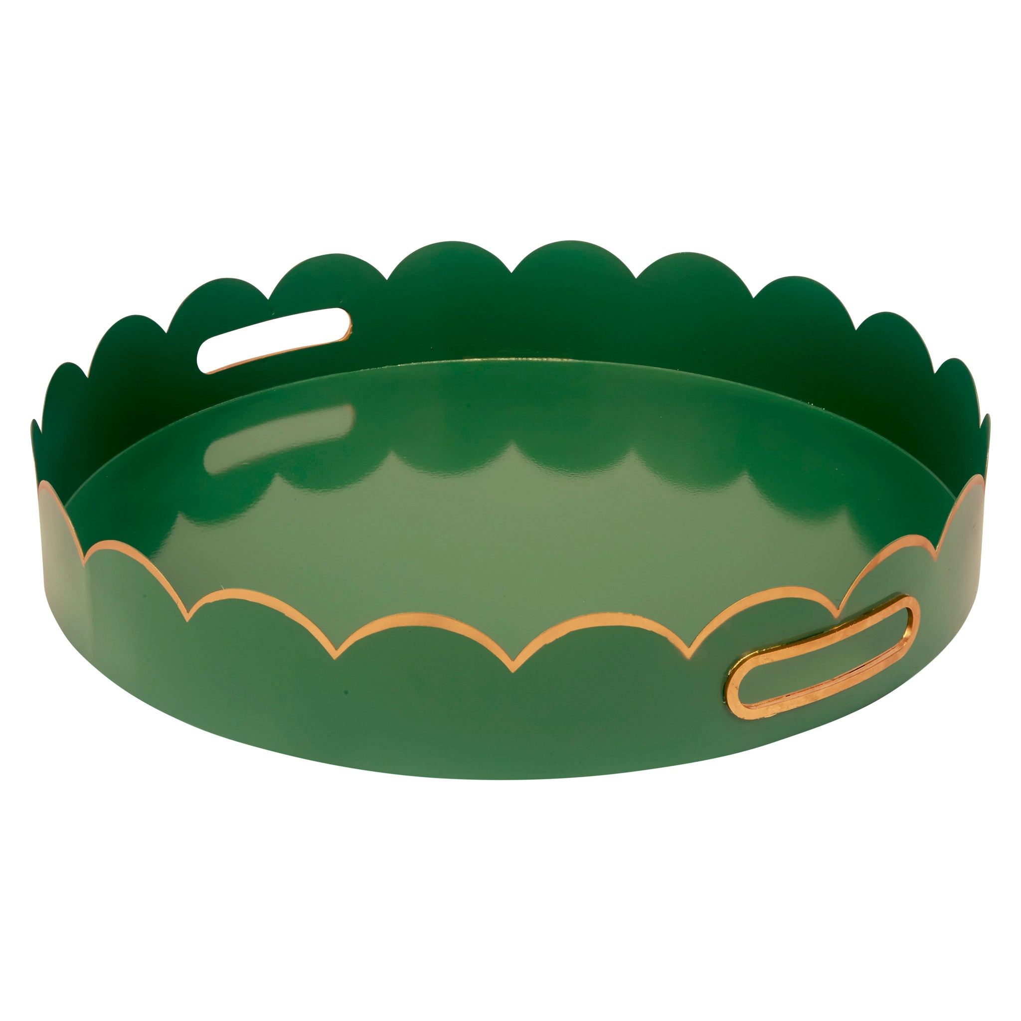 Eloise Green & Gold Scalloped Metal Tray