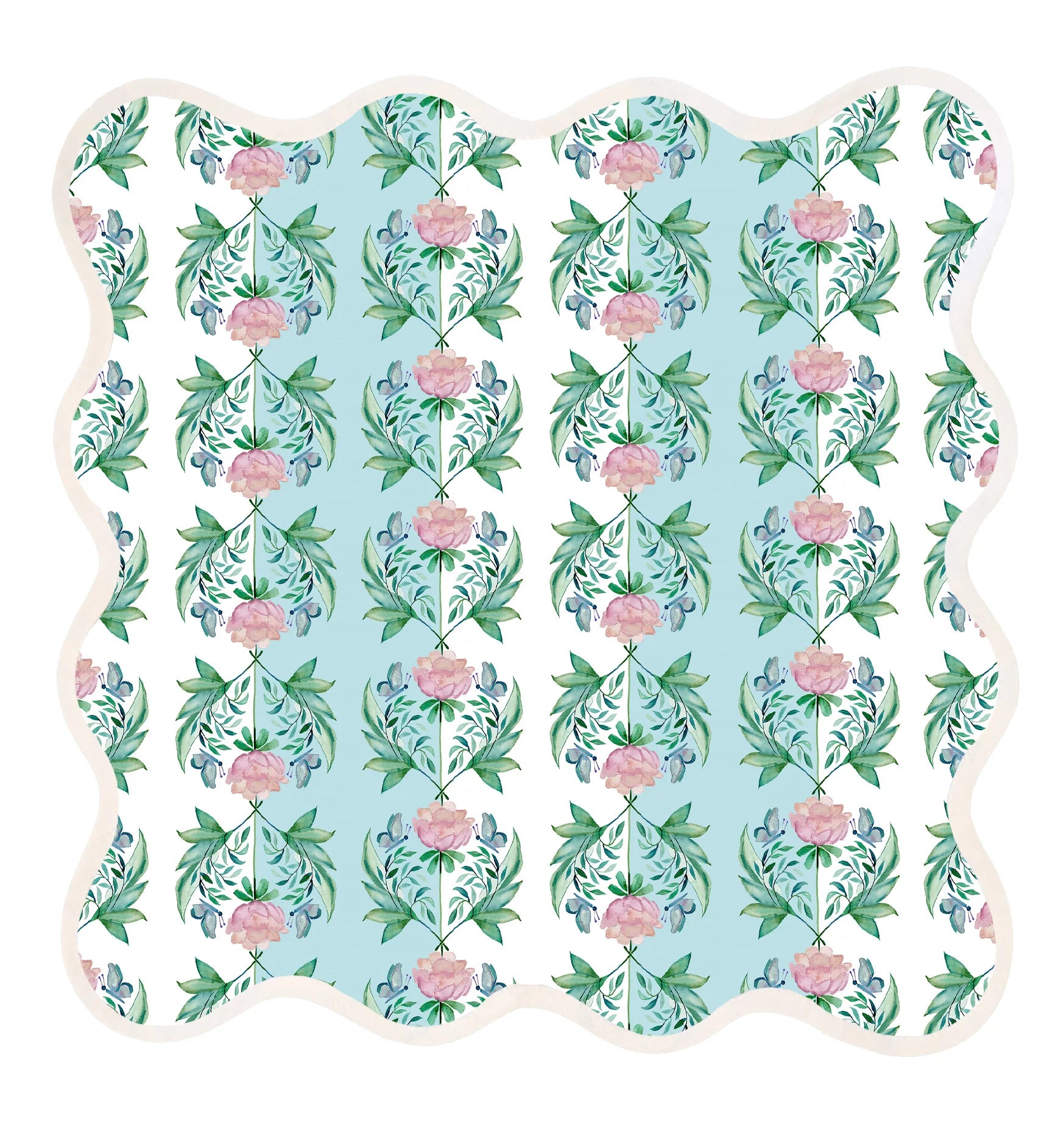 Garden Rose Square Scalloped Placemat, Set of 4
