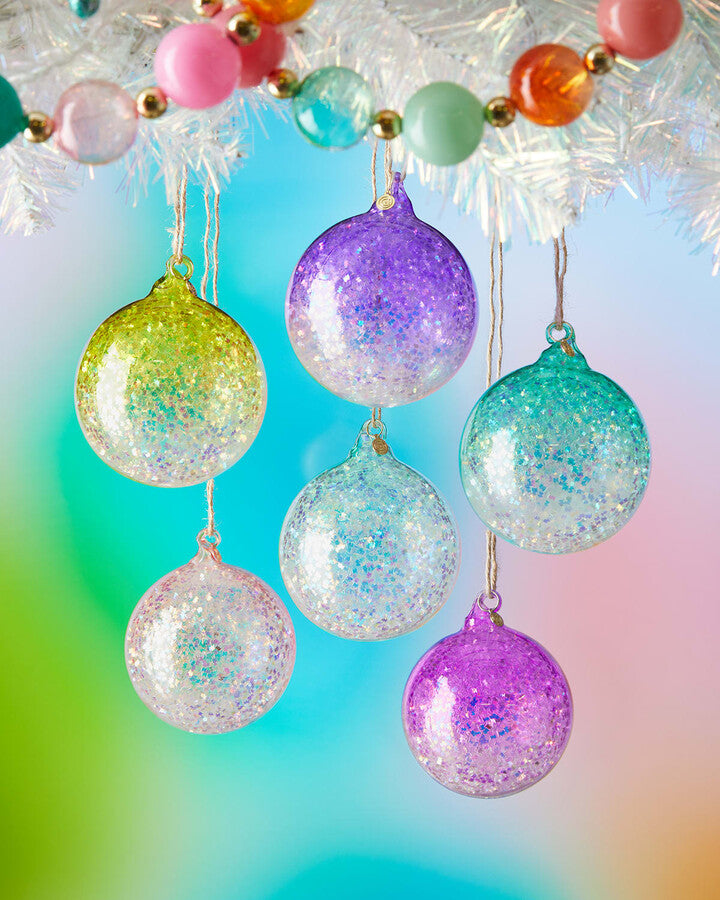 Glitterville Glitter Ombre Ball Ornament, Set of 6 Asst