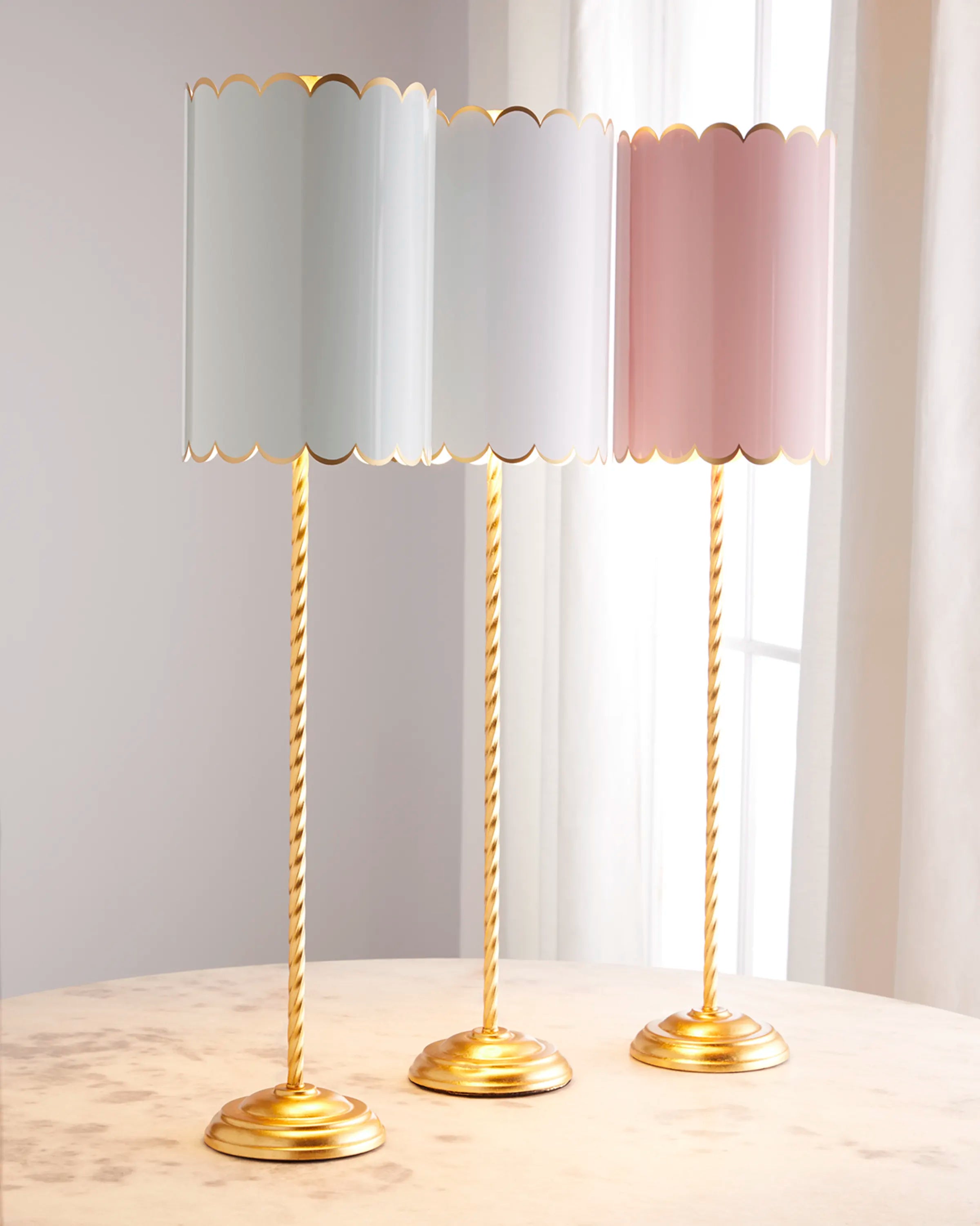 Twist Buffet Lamp with Scalloped Shade