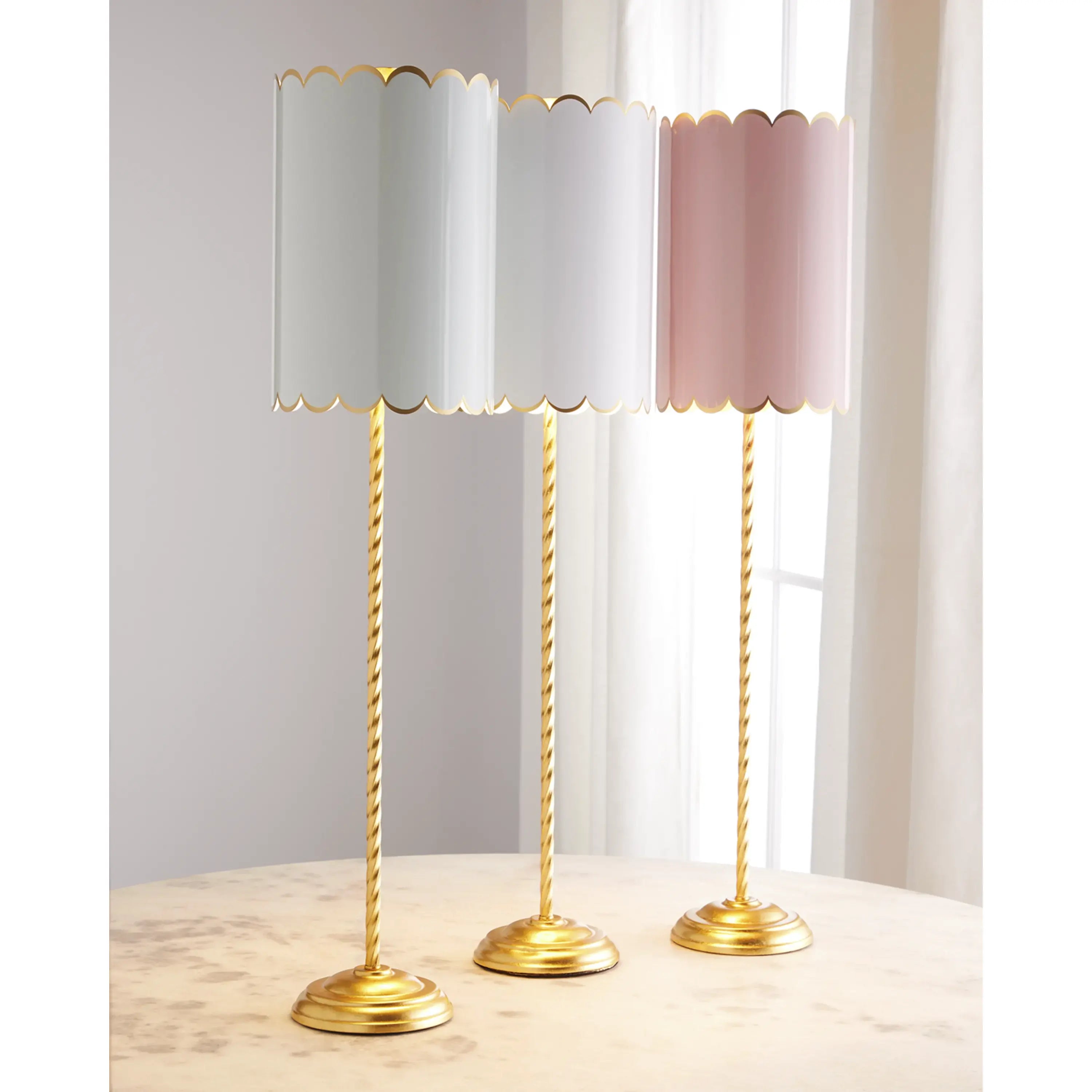 Twist Buffet Lamp with Scalloped Shade
