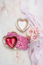 Baroque Glass Pink Heart Cocktail Plate
