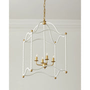 Marie White and Gold Twisted Metal Lantern