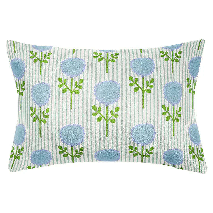Marigold Ticking Stripe Blue Lumbar Pillow