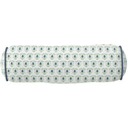 Rosemary White with Navy Piping Round Bolster Pillow