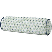Rosemary White with Navy Piping Round Bolster Pillow