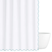 Scalloped Shower Curtain, Blue/White