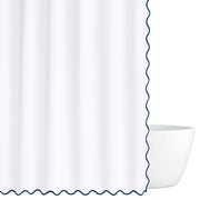 Scalloped Shower Curtain, Navy/White