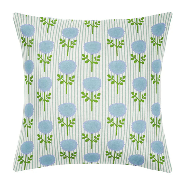 Marigold Ticking Stripe Blue Decorative Pillow