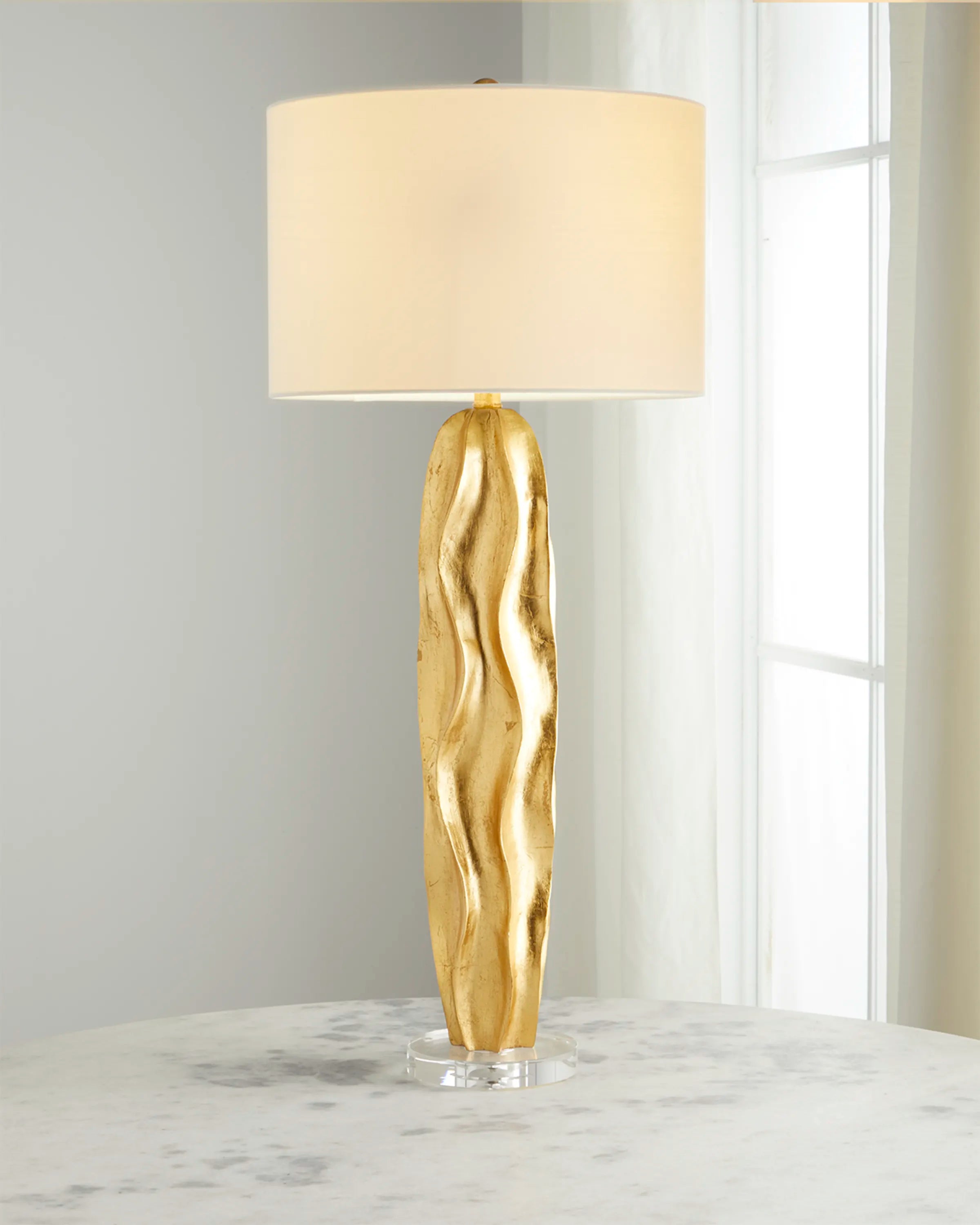 Stanton Wave Gold Leaf Buffet Lamp, 37"