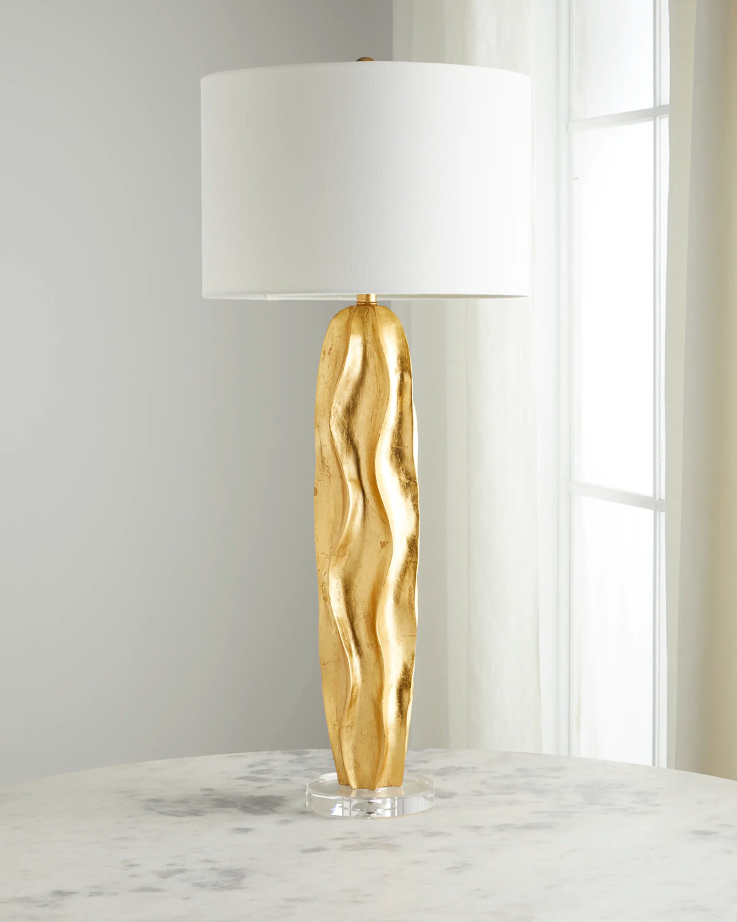 Stanton Wave Gold Leaf Buffet Lamp, 37"
