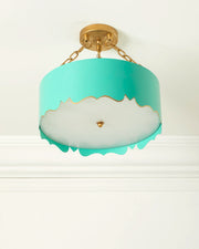 Mollie Pendant with Gold Accents, Gloss White