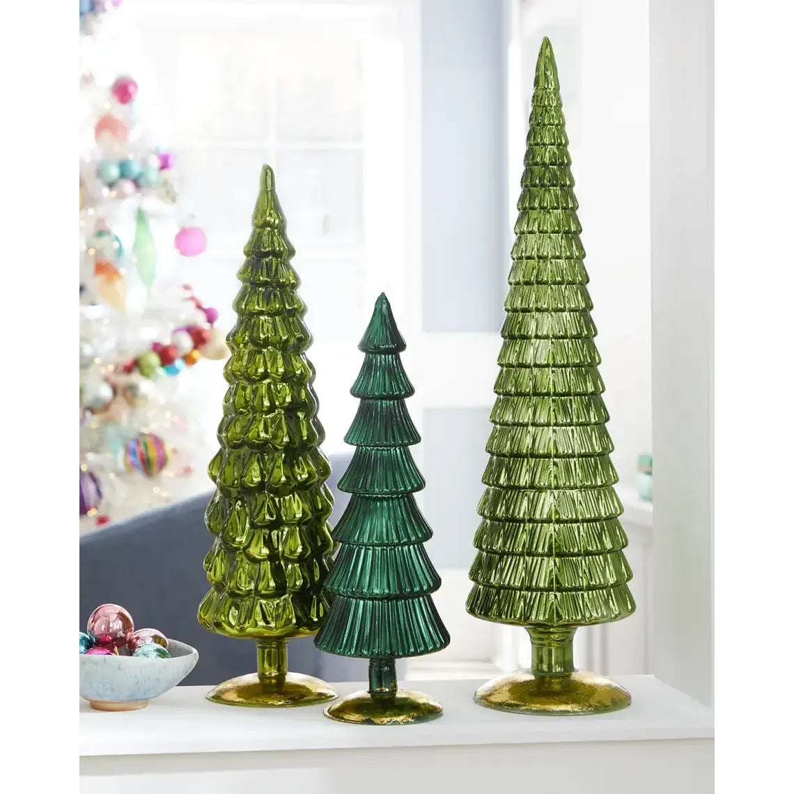 Large Green Hue Trees, Set of 3 Asst