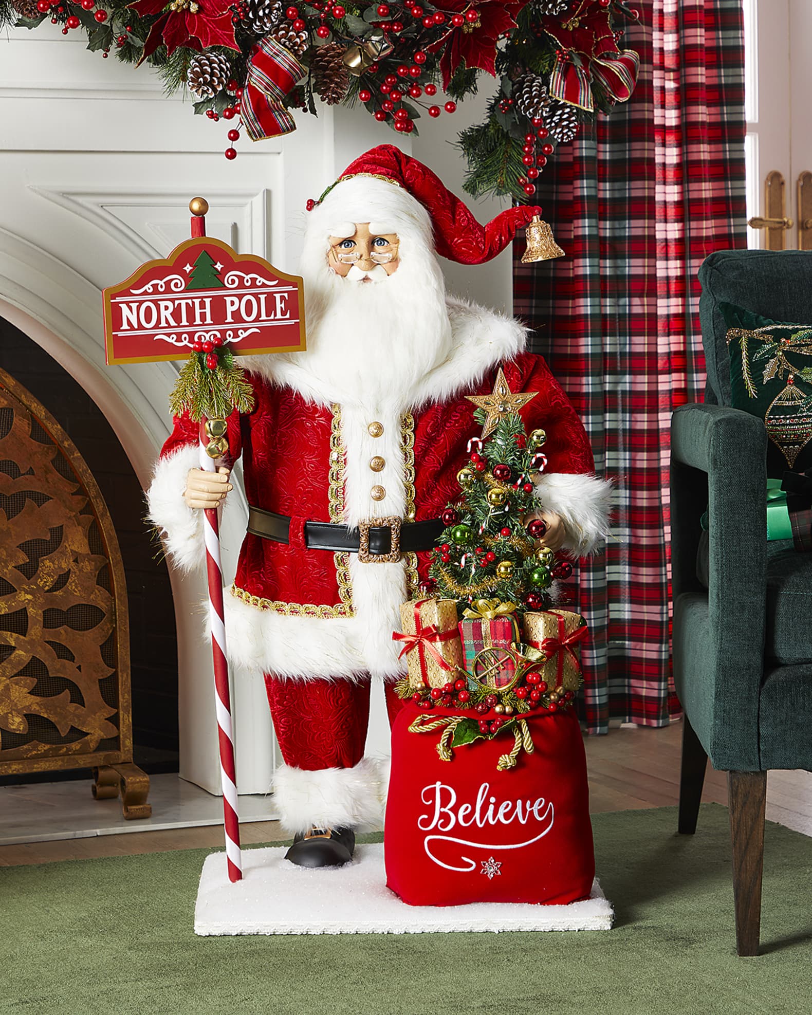 Lighted North Pole Santa Figurine