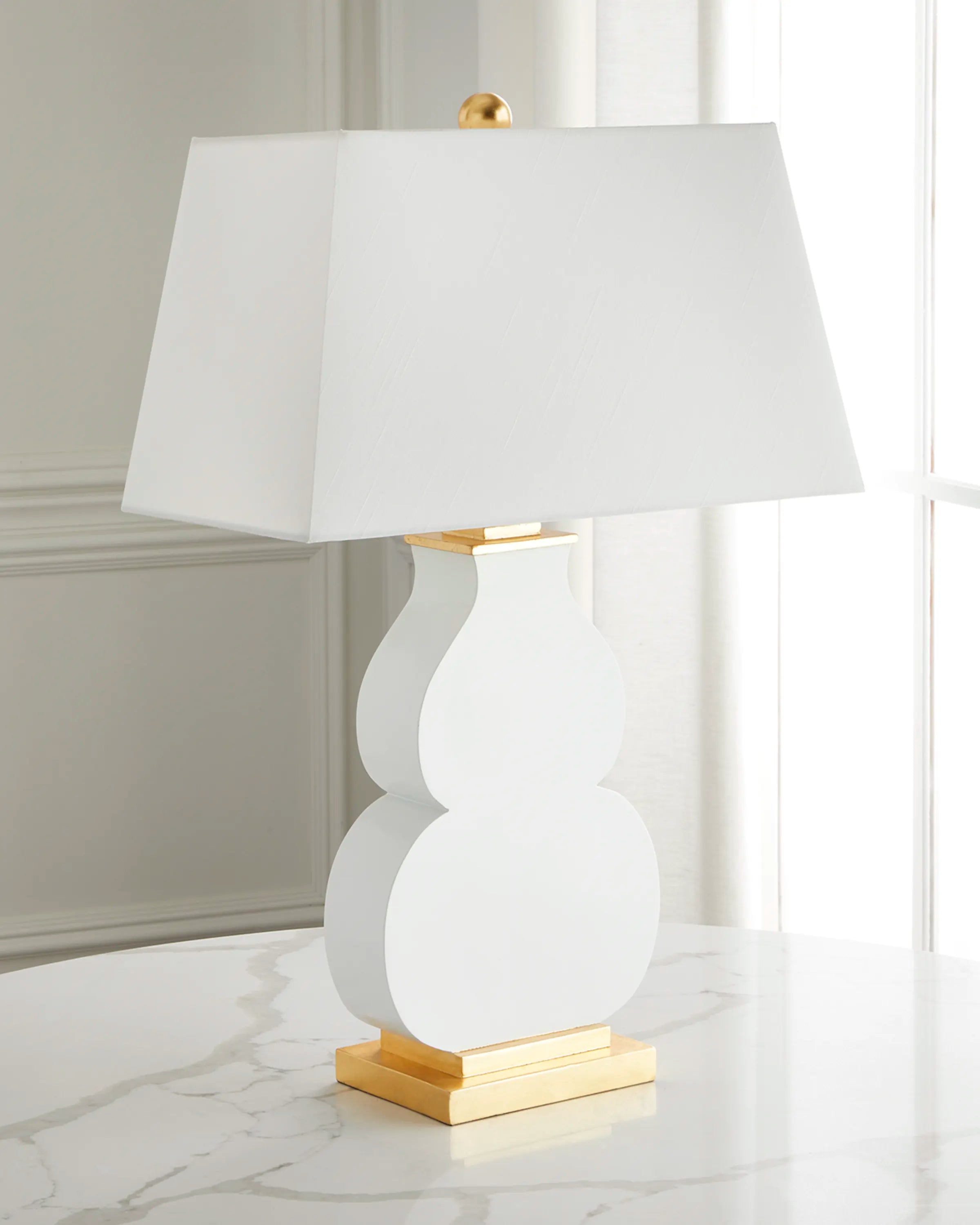 Haley Gloss White Table Lamp with Gold Accents