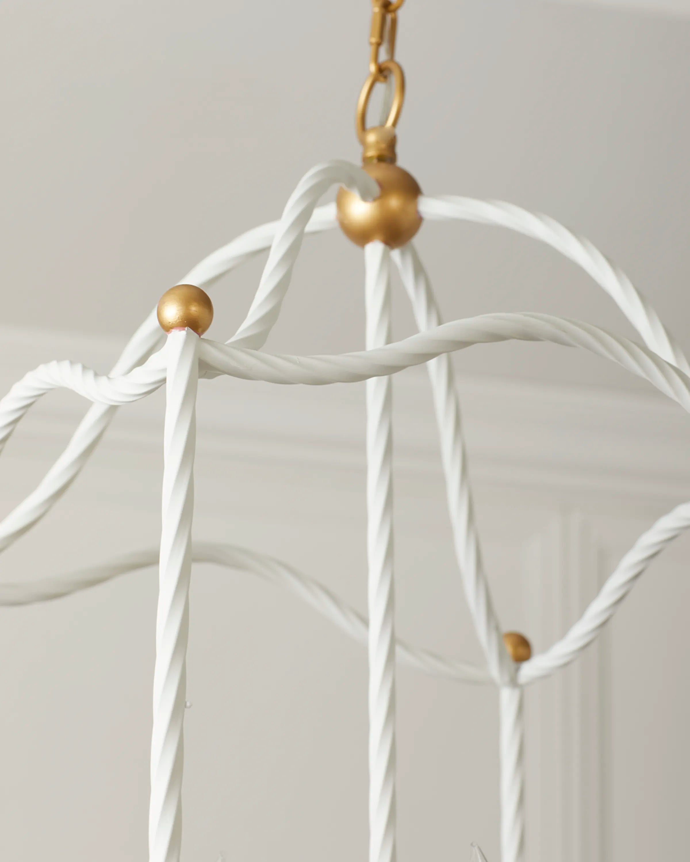 Marie White and Gold Twisted Metal Lantern
