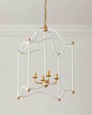 Marie White and Gold Twisted Metal Lantern