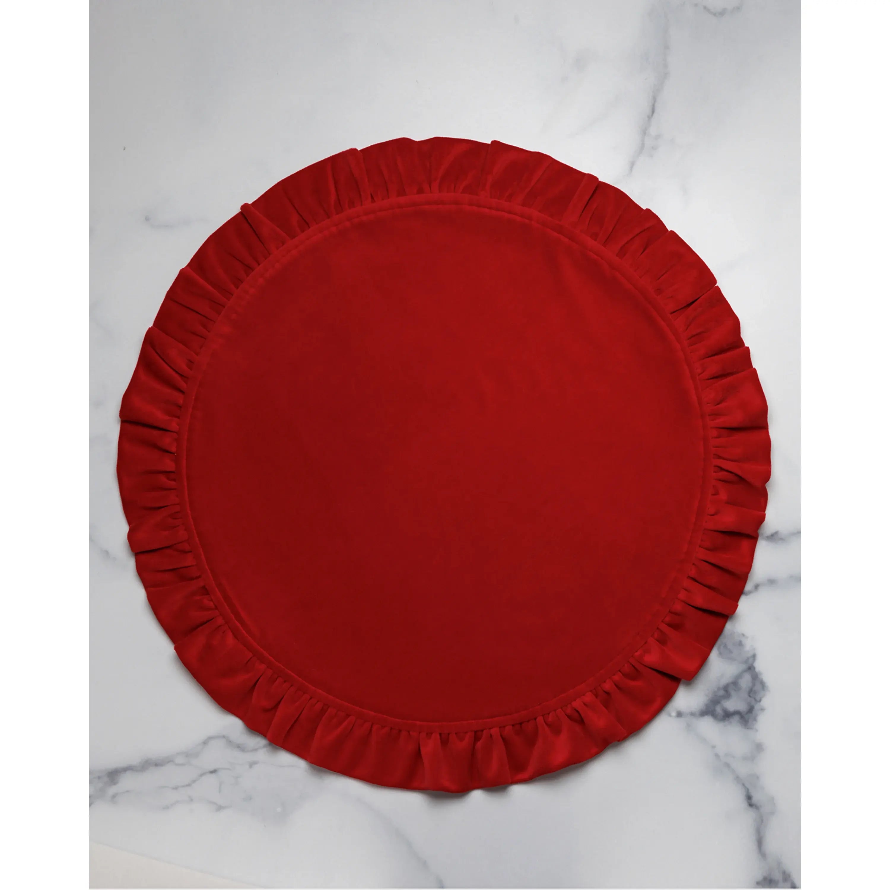 Round Ruffle Velvet Placemats, Set of 4