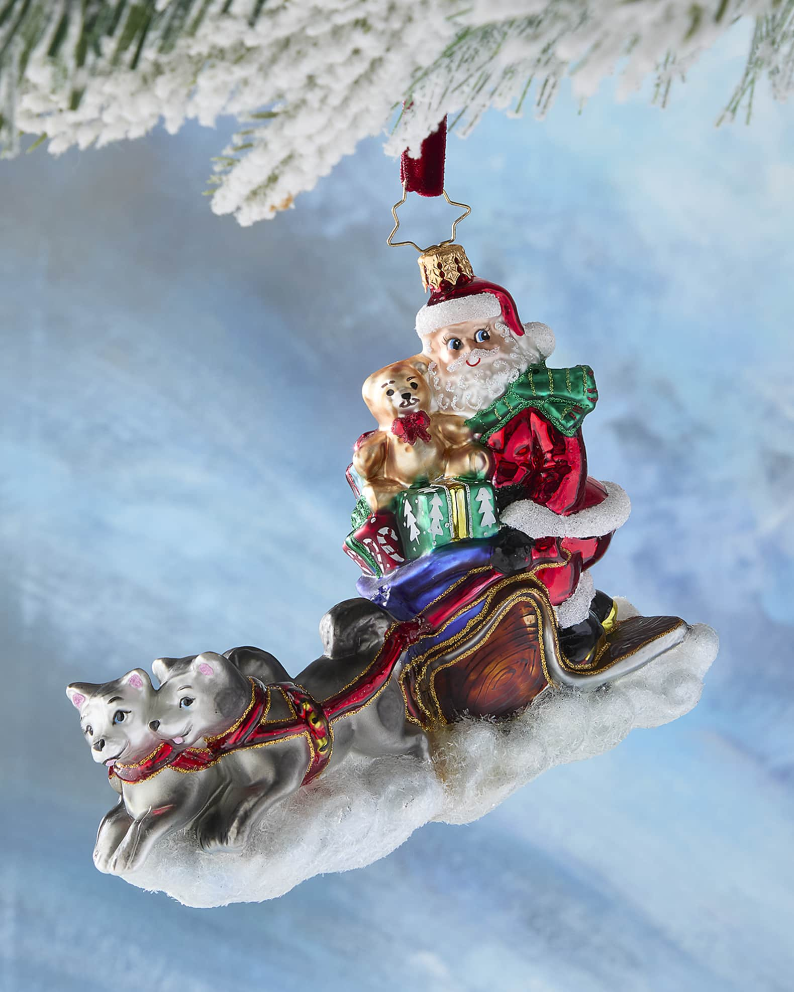 Santa's Snowy Escort Christmas Ornament