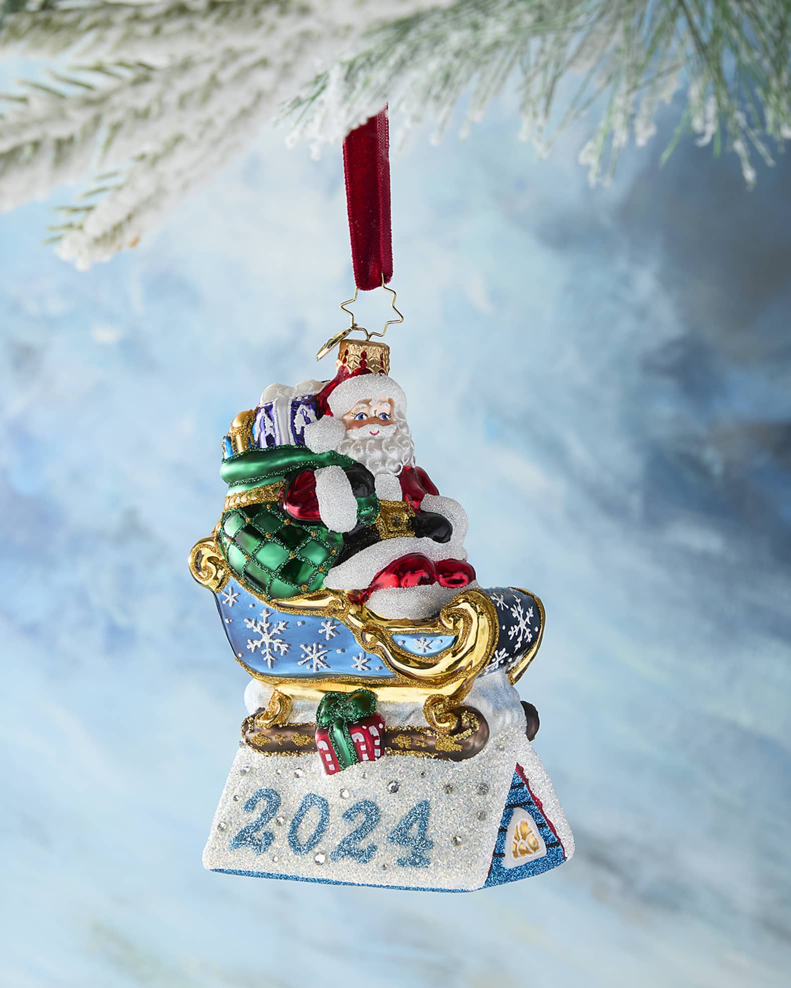 Rooftop Parking Santa 2024 Christmas Ornament