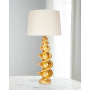 Durham Gold Leaf Shell Buffet Lamp with Linen Shade