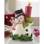 Holly Berry Snowman and Candle
