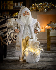 Lighted White Elegance Santa