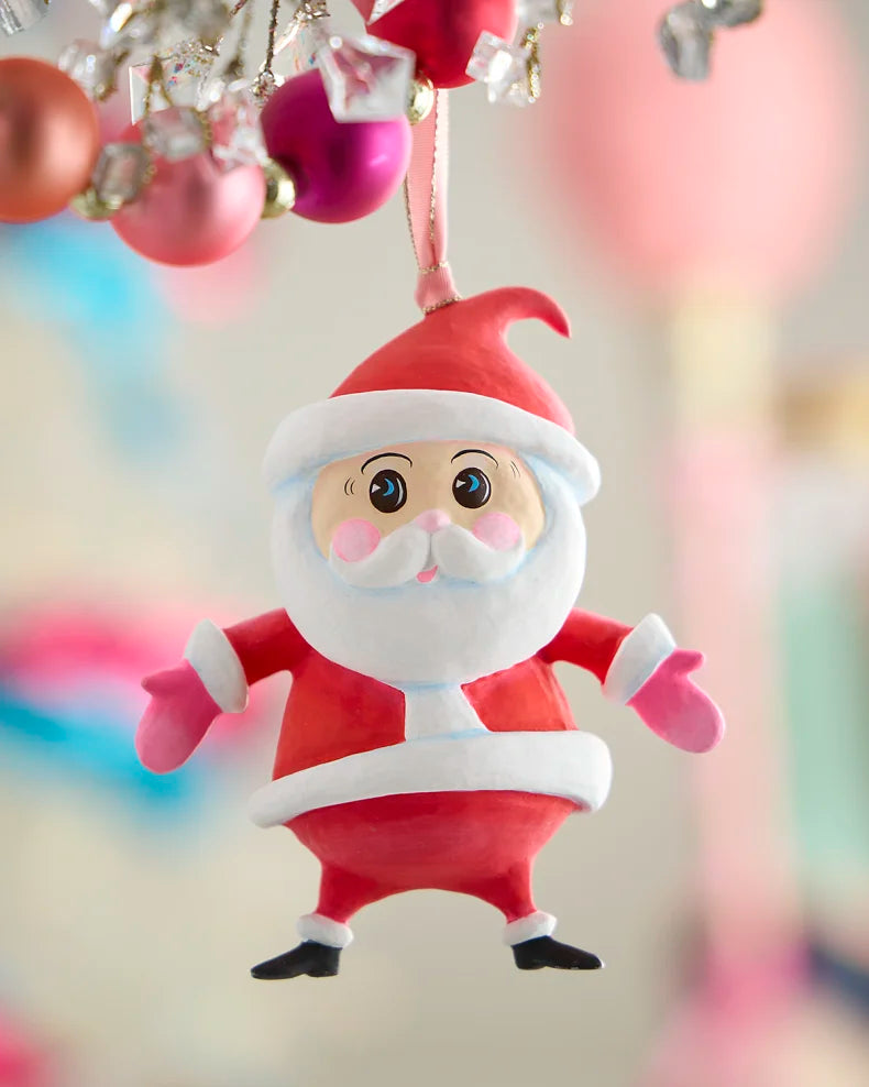 Glitterville Baby Papa Noel Ornament, Red