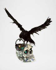 Enchanted Emerald Widow Watchful Crow With Tea Light Lantern