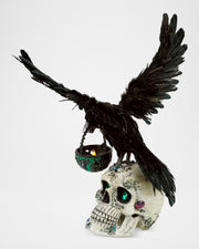 Enchanted Emerald Widow Watchful Crow With Tea Light Lantern