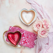 Baroque Glass Pink Heart Cocktail Plate
